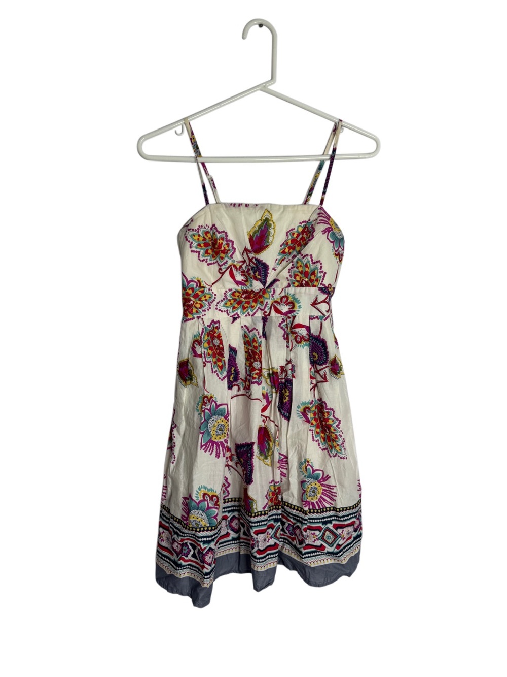 Forever 21 Cream Floral Sundress with Pink & Green Accents